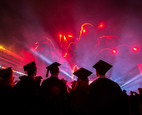 UGA Grads with Fireworks