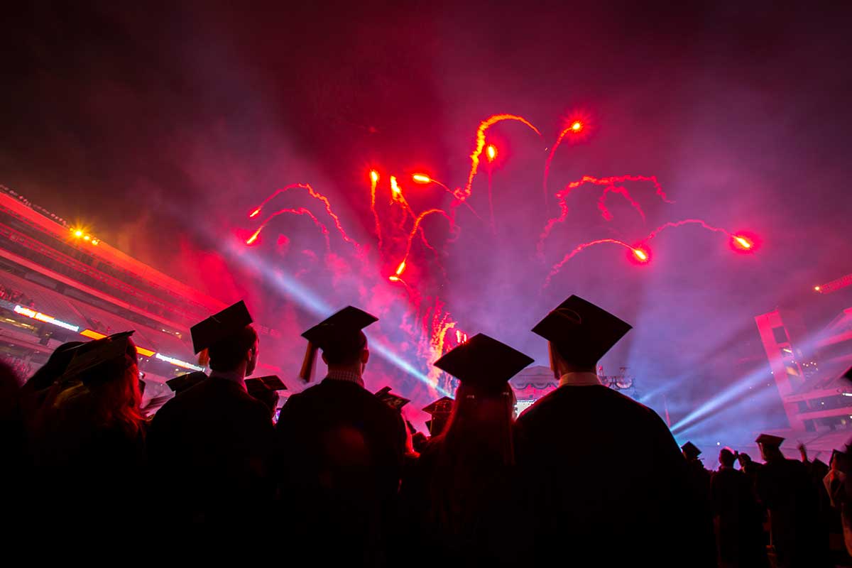 UGA Grads with Fireworks