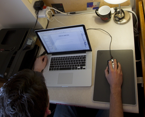 Student working on a laptop