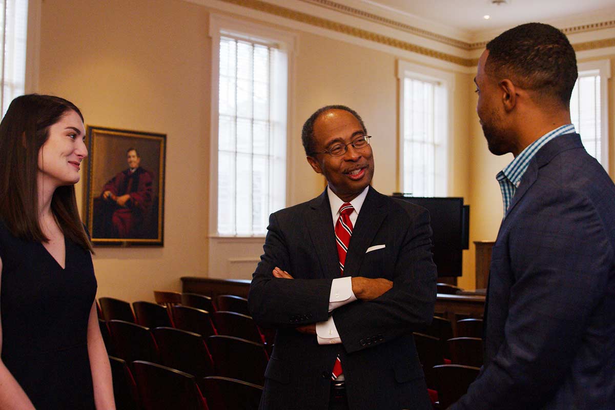 Foundation Board member Judge Steve C. Jones interacting with students.