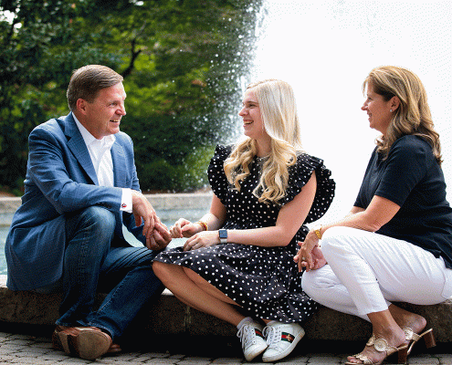 Jeff, Elizabeth Grace and Allison Mitchell at Herty Fountain