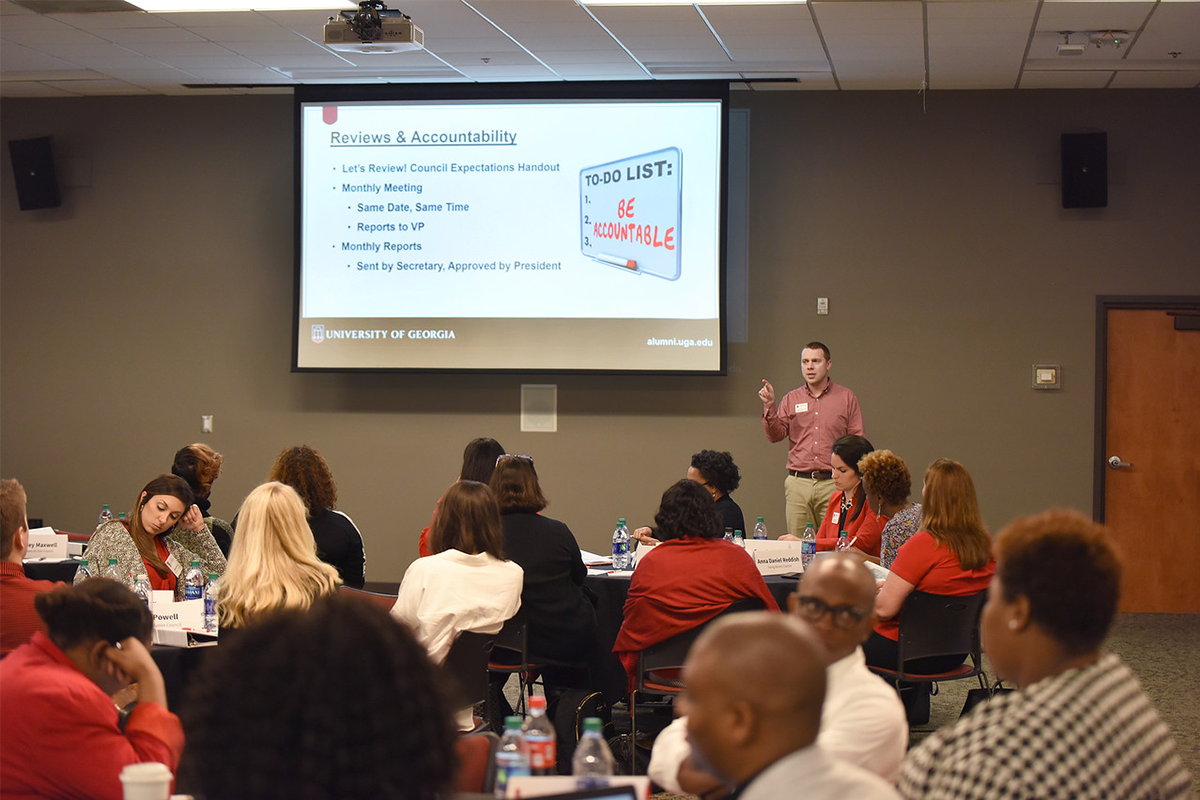 UGA Alumni Relations team speaking at Alumni Leadership Assembly