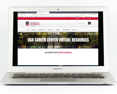 Laptop displaying UGA Career Center webpage